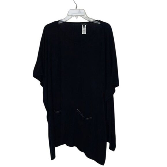 Talbots Black Knit Poncho Wrap Top Womens Size Large / Extra Large Relaxed Fit - Picture 1 of 6